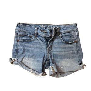 American Eagle Outfitters Blue Jean Shorts Distressed Style size 4